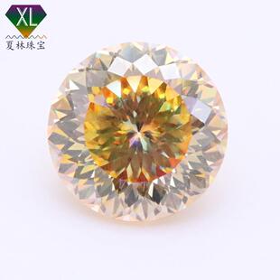 外贸工厂热品香槟色百花切莫桑钻0.5-3圆形香槟百面切莫桑石裸石