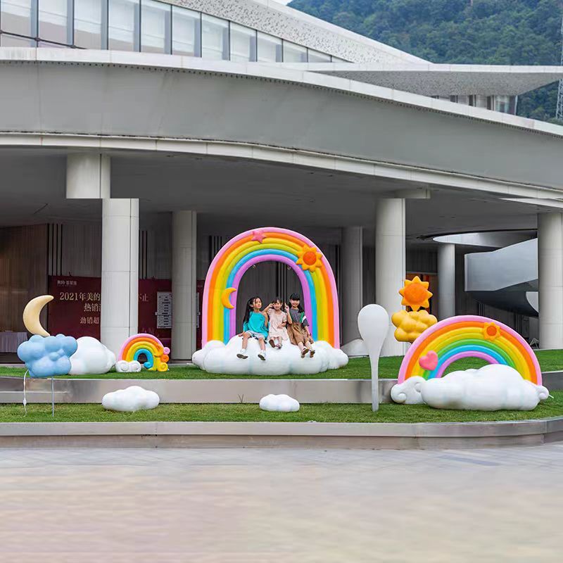 户外玻璃钢云朵彩虹景观雕塑