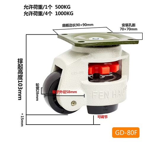 福马轮水平支撑设备轮子重型脚轮GD-40F