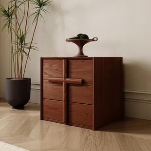 法式中古风玄光客厅电视柜实木斗柜餐边复古斗柜家用卧室床头柜子