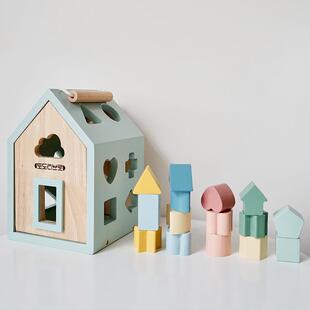 木质儿童益智几何形状认知配对智慧屋启蒙氏早教立体积木智力盒