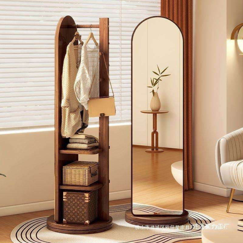 拱形旋转全身镜落地镜家用卧室试衣大镜子移动挂衣帽架一体穿衣镜