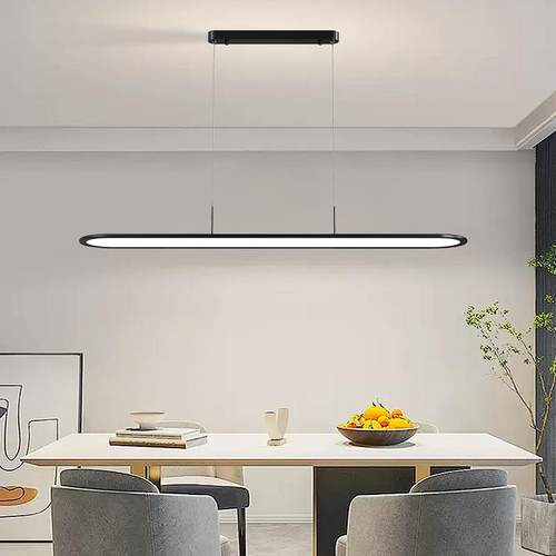 护眼餐厅吊灯现代简约长条家用餐桌灯店铺商用极简办公室书房灯具