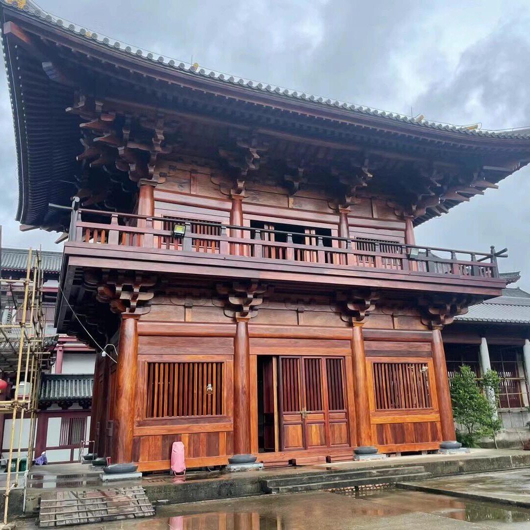 菠萝格古建四合院实木圆柱祠堂木方户外木立柱圆木料木梁