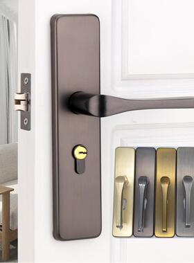单舌门锁室内卧室木门锁家用老式房门锁通用型锁具金灰色青黄古铜