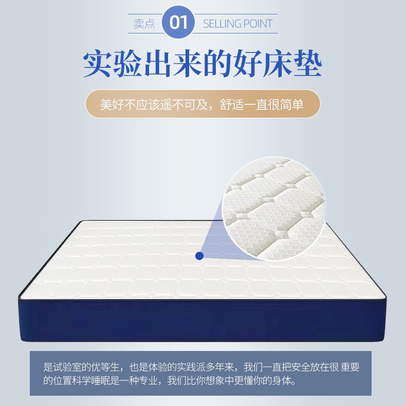 蓝色记忆棉乳胶弹簧床垫