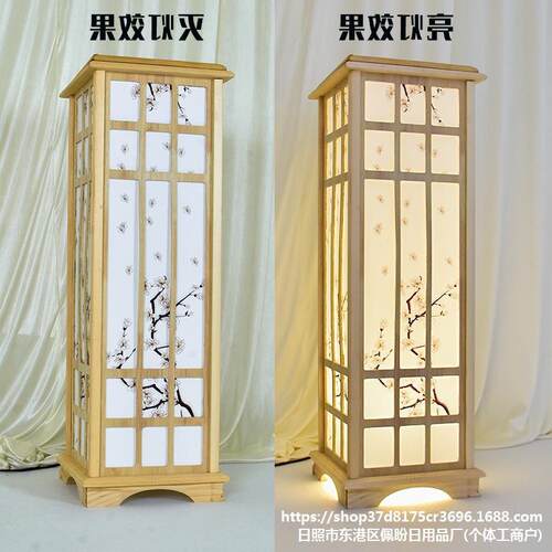 批发中式婚礼路引婚庆道具原木灯光方柱台灯舞台摆件风宫灯引路