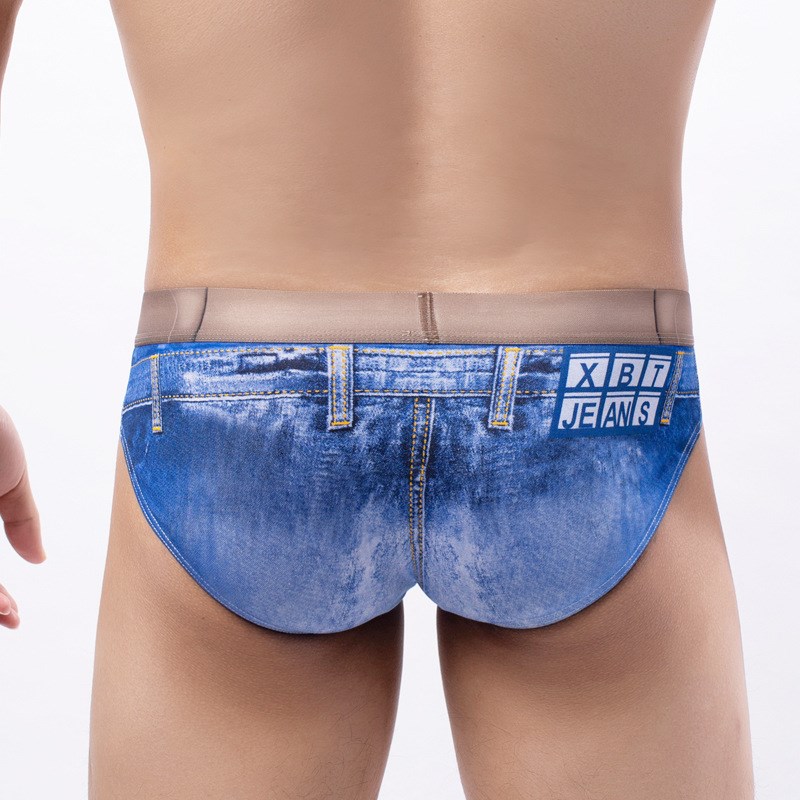 男女士内裤全棉仿牛仔三角裤青年性感底裤宽松大码短裤情侣腰带款