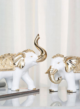 欧式家居装饰品大象摆件一对客厅电视柜玄关酒柜创意开业礼品摆设