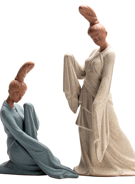 仕女禅意古风紫砂历史人物摆件家居客厅电视柜茶室茶桌装饰品摆设