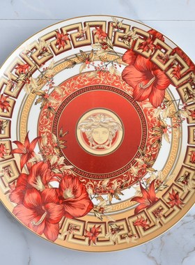 杜美莎变色金平盘绿金紫蓝红色餐盘8/10.5/12英寸西餐点心盘挂盘