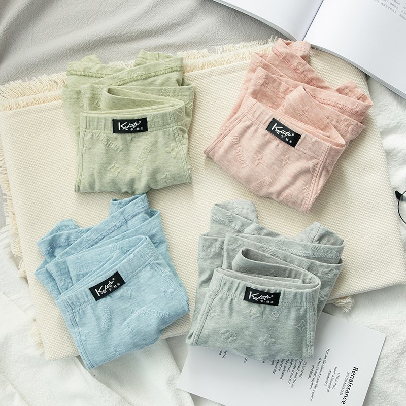 夏季男生内裤纯棉舒适透气吸汗中腰底裤男四角裤男士平角短裤衩头