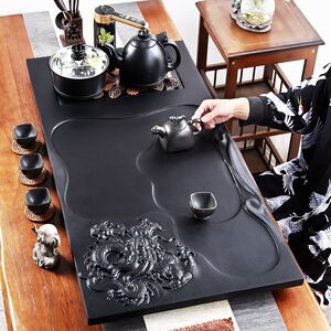 友尚石制乌金石茶盘茶台家用办公大号全自动烧水上水茶盘茶具茶海