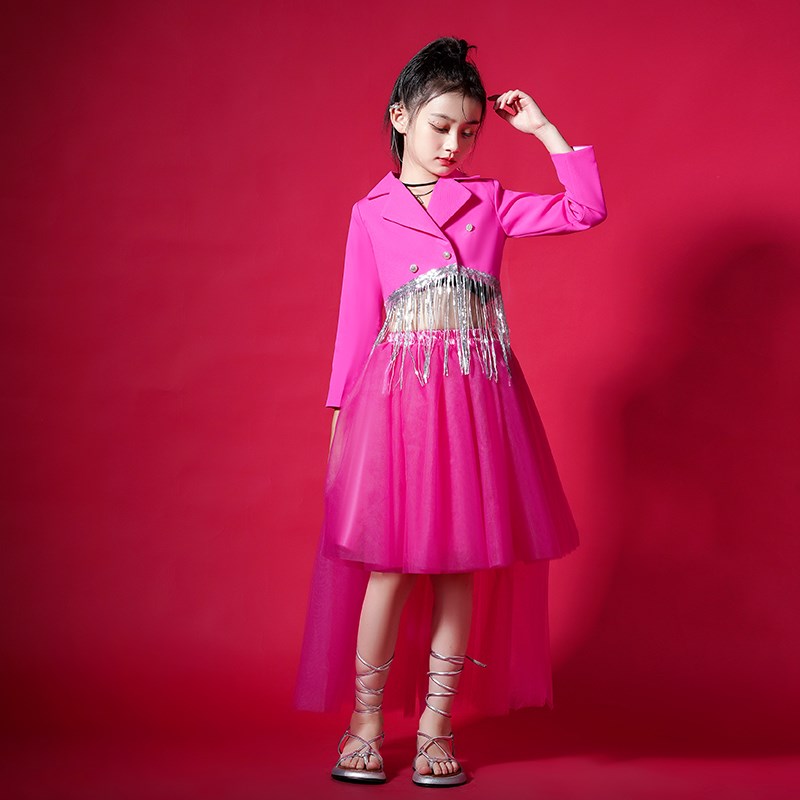 女童少儿模特走秀礼服高端秀场比赛潮服小女孩主持人钢琴演出服夏