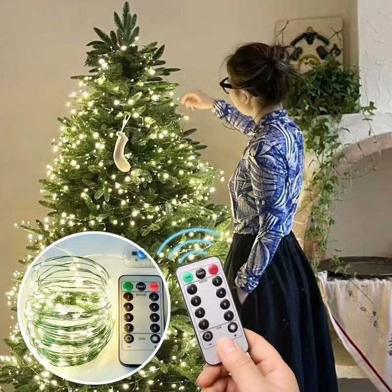 圣诞树装饰灯串led小彩灯闪灯串灯满天星铜线灯节日场景氛围布置