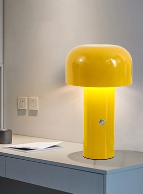 网红flos蘑菇台灯卧室餐厅客厅包豪斯红色充电触摸氛围床头小夜灯