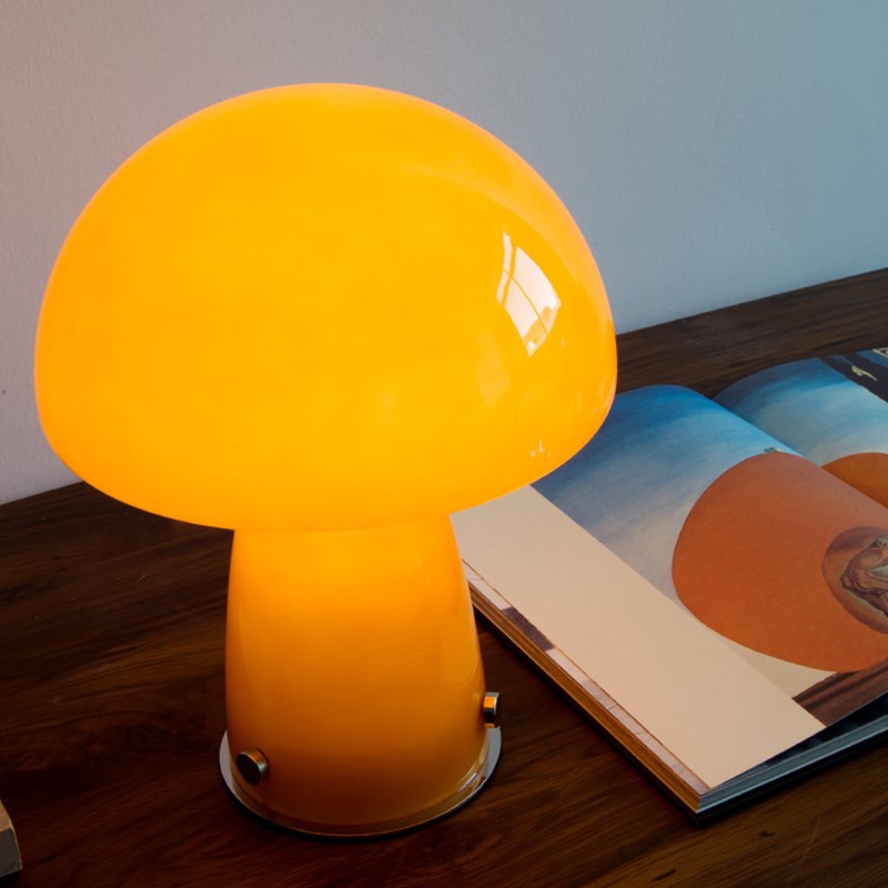 包豪斯蘑菇灯橙色客厅台灯床头灯艺术装饰电视柜开放格高级感摆件