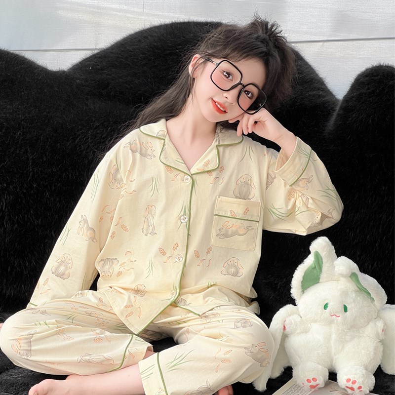 儿童纯棉睡衣春秋新款女孩洋气6-12岁大童长袖薄款公主可爱家居服