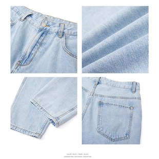 男夏季 子卡其白色高端休闲男裤 薄款 宽松直筒长裤 2024年新款 牛仔裤