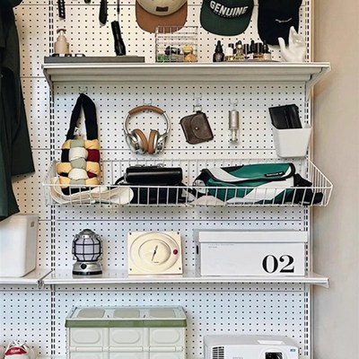 网红2.2米免打孔五金货架改造少女衣柜步入式衣柜洞洞板衣架简洁.