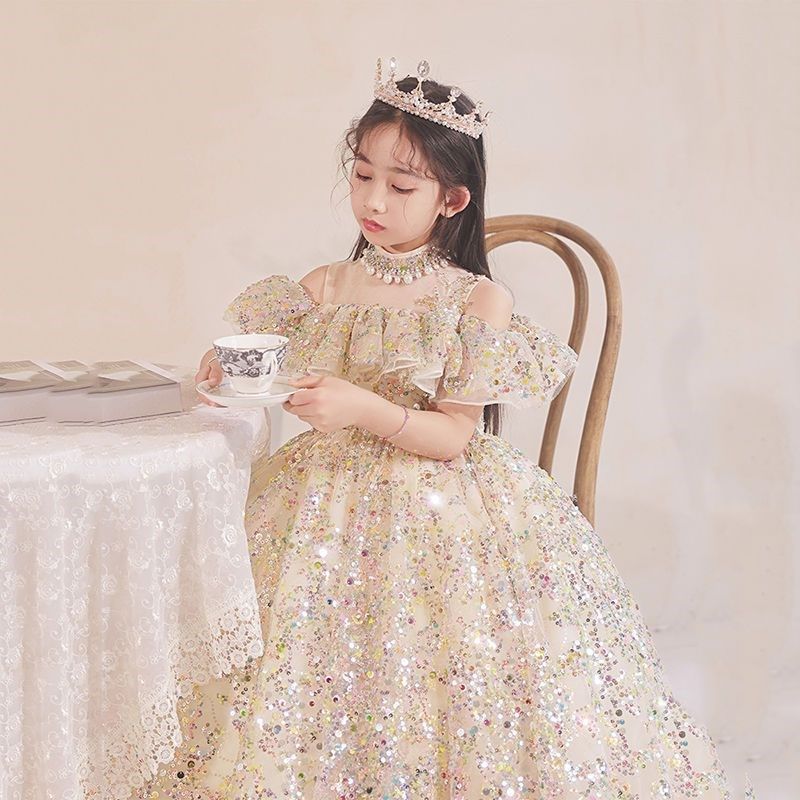 女童高级感公主裙公主风礼服夏季新款主持人晚礼服花童钢琴演出服