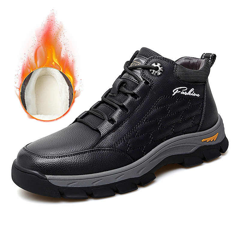 男鞋2026新款头层牛皮休闲高帮鞋户外棉鞋登山鞋保暖运动休闲皮鞋