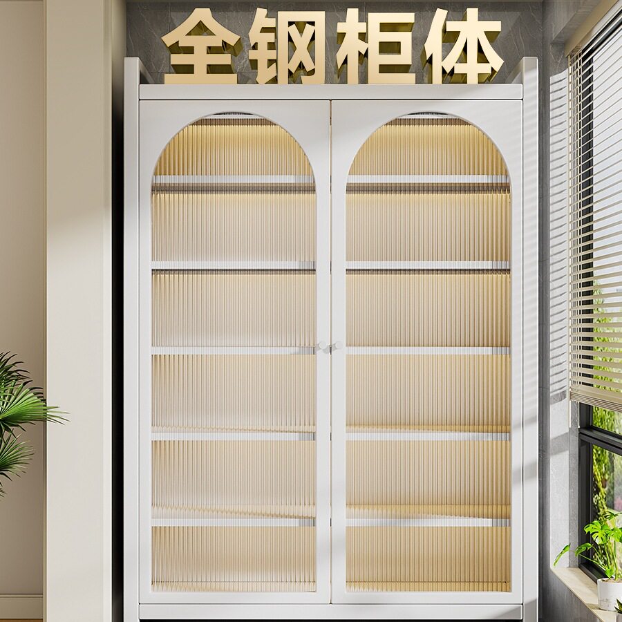 家用阳台储物柜一体防水防晒杂物衣柜落地书柜置物架铁皮收纳柜子