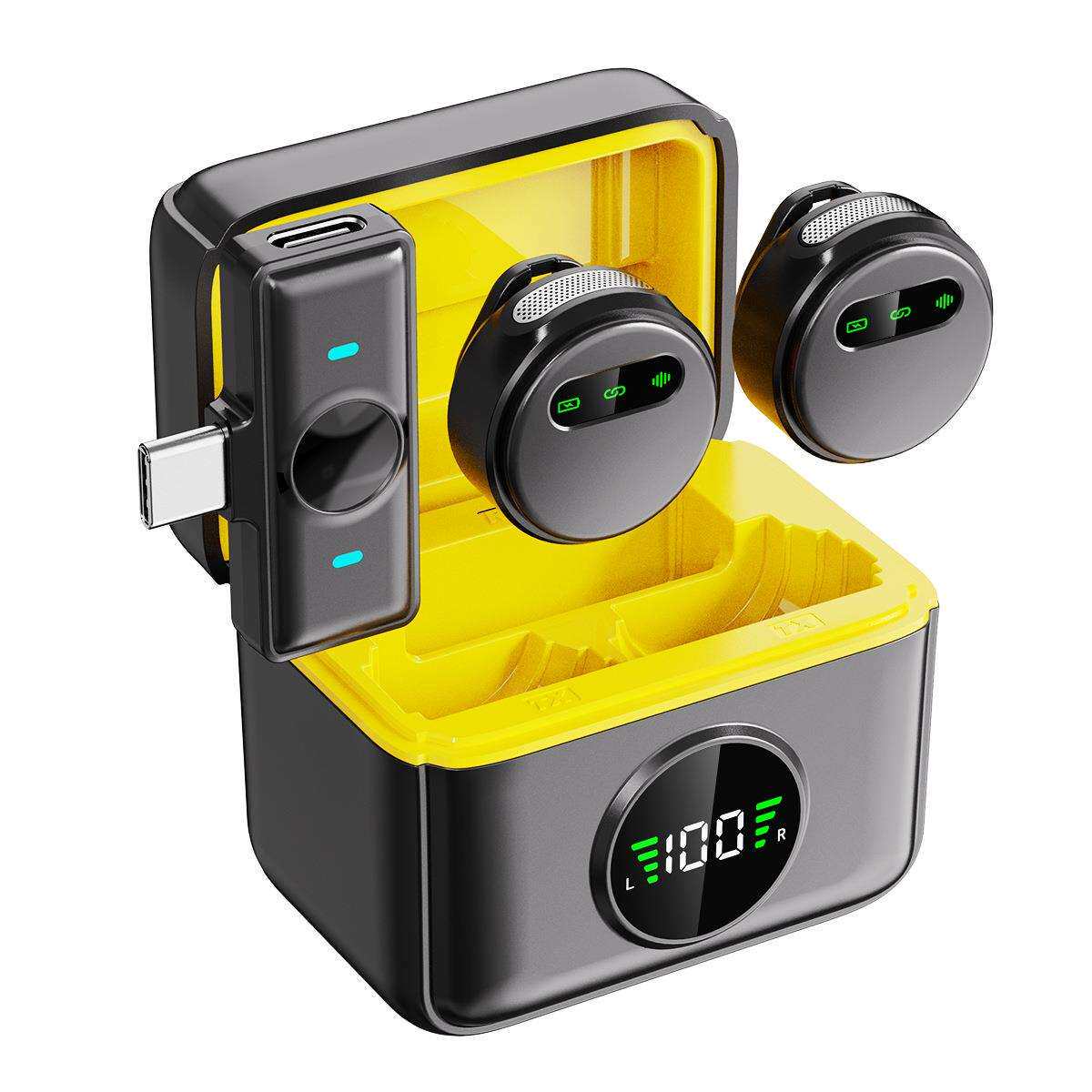 新款Q10领夹麦一拖二游戏户外直播降噪无线便携式隐藏式话筒