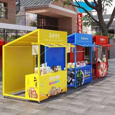 商业街商场活动移动小吃网红摊位集市摆摊促销夜市户外展示架带轮