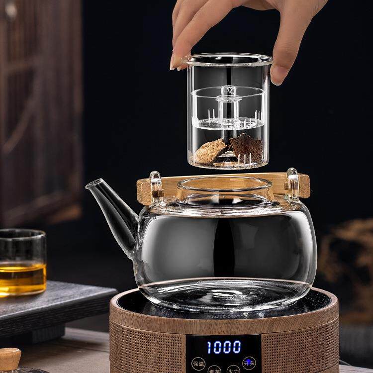 2026新款电陶炉煮茶器蒸煮一体耐高温玻璃泡茶家用茶具烧水壶套装