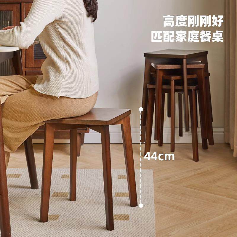 凳子家用实木餐桌凳可叠放简约软包凳现代简约方凳圆凳客厅坐凳