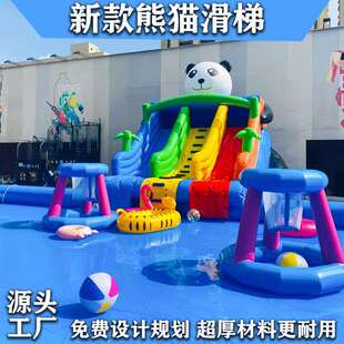 户外移动水上乐园庙会用充气水池新款水滑梯儿童戏水池大型水滑道