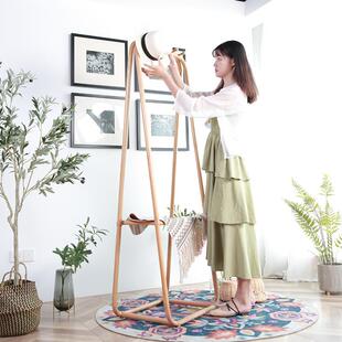 藤编衣帽架现代风卧室客厅落地式挂衣架加厚稳固承重强好安装