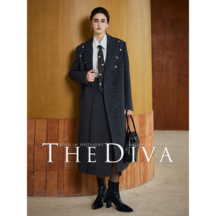 大衣套装 高定重磅加厚羊毛手工梅花钻钉珠通勤西装 DIVA THE