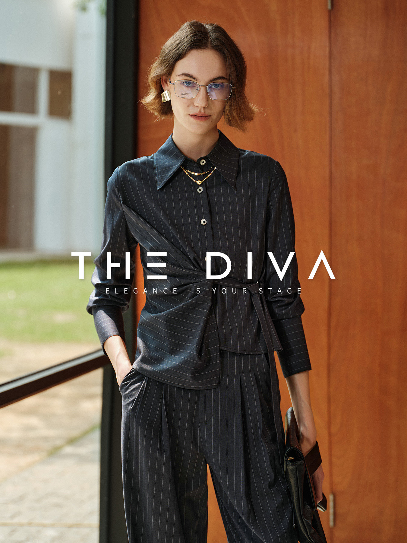 Old Money Striped Shirt Tie-Up Early Autumn Top - Taobao product photo 3