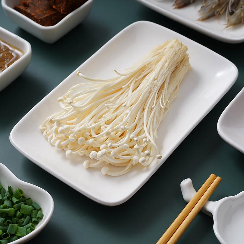 肠粉专用粉盘长方形盘子蒸盘肠粉碟商用早餐陶瓷纯白广东肠粉拉肠