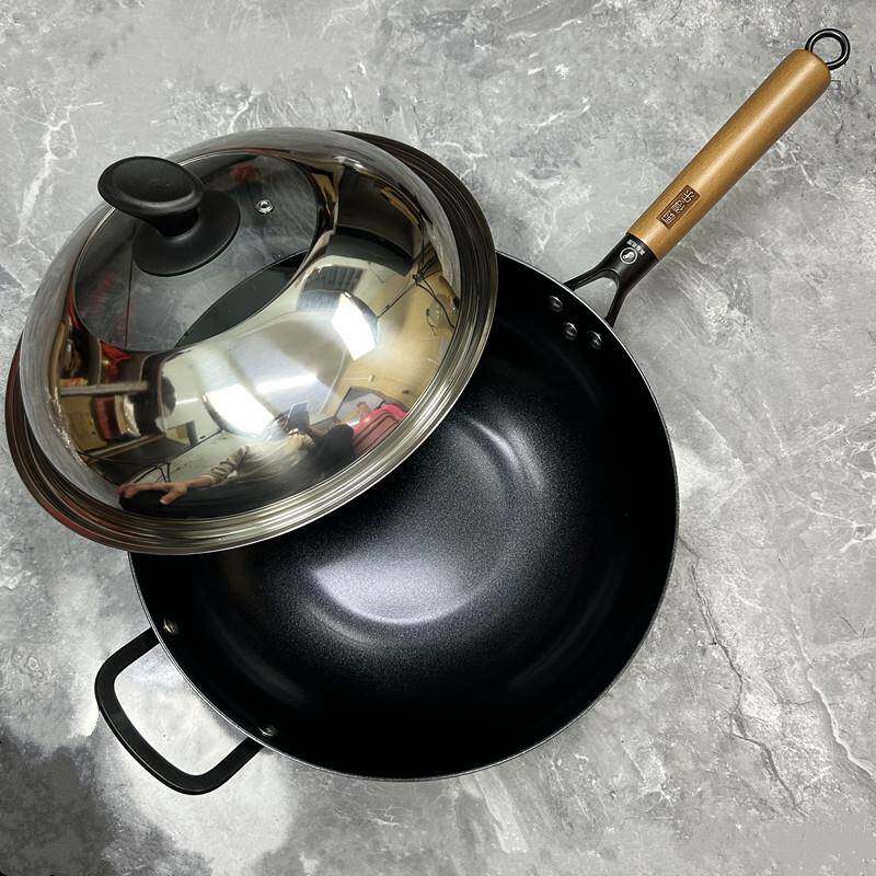 厨得乐硬质陶晶不粘锅不生锈轻便平底炒锅家用燃气灶电磁炉通用