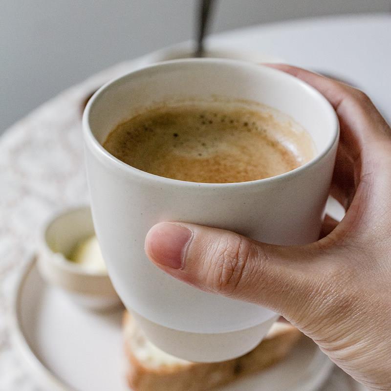 目外复古陶瓷白色手握杯咖啡杯汤吞杯围炉煮茶茶杯品茗杯专用茶具