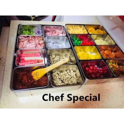 创意厨师工具 chef 不锈钢食材花草收纳盒 便携式日式调料盒 8格