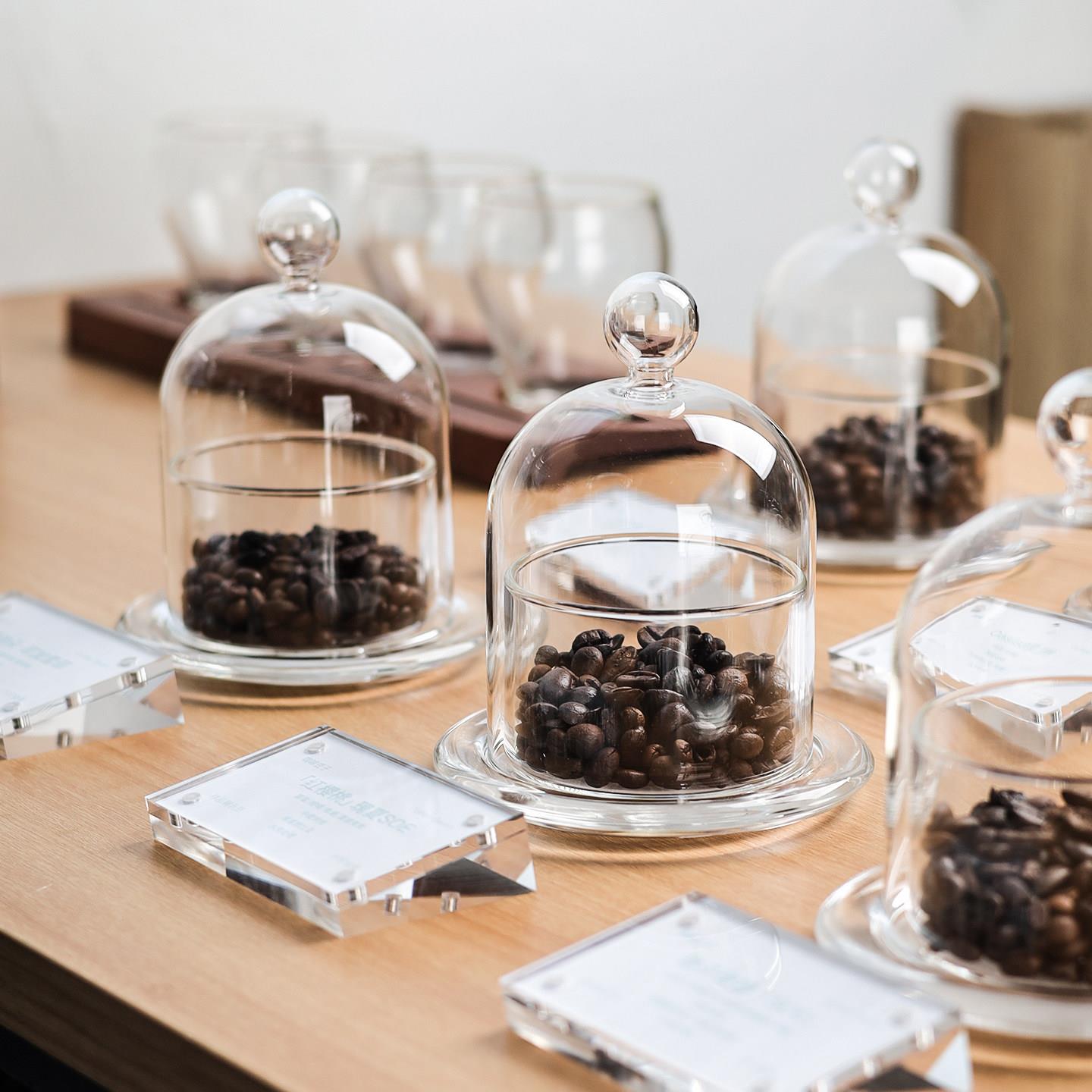 茶叶罐吧台展示瓶小样咖啡豆闻香罩花茶收纳分装玻璃陈列罐储物罐