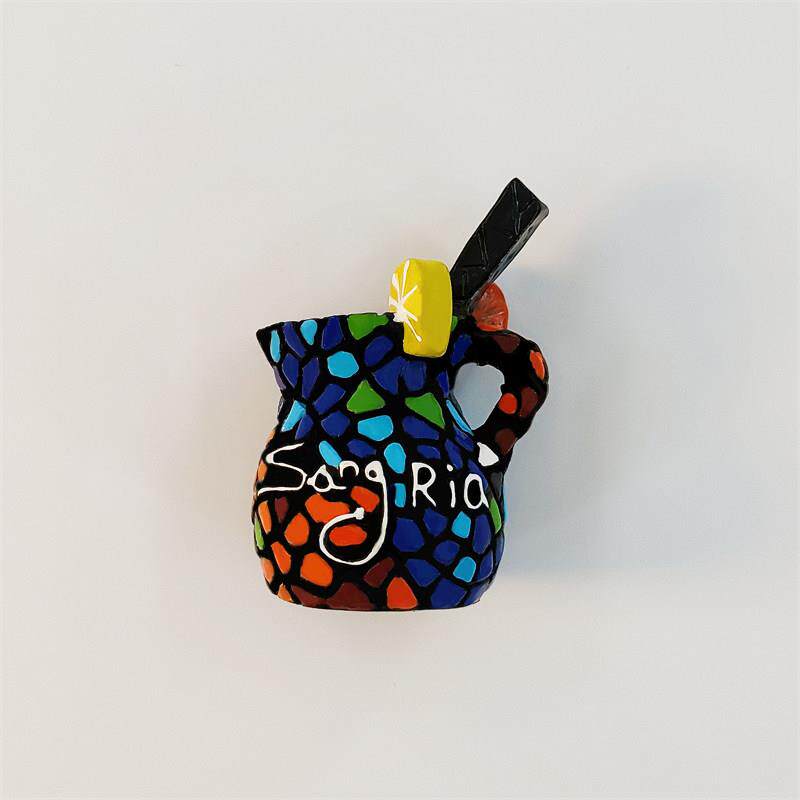 西班牙特色桑格利亚汽酒旅游纪念品创意立体酒杯装饰磁性冰箱贴