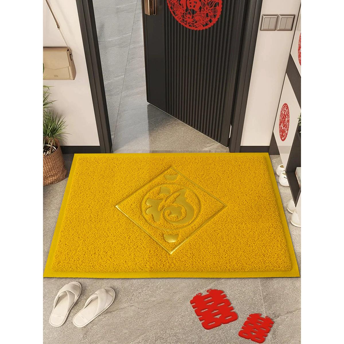 黄色地垫入户门垫出入平安进门地毯金色的厨房脚垫大门口丝圈地垫图片