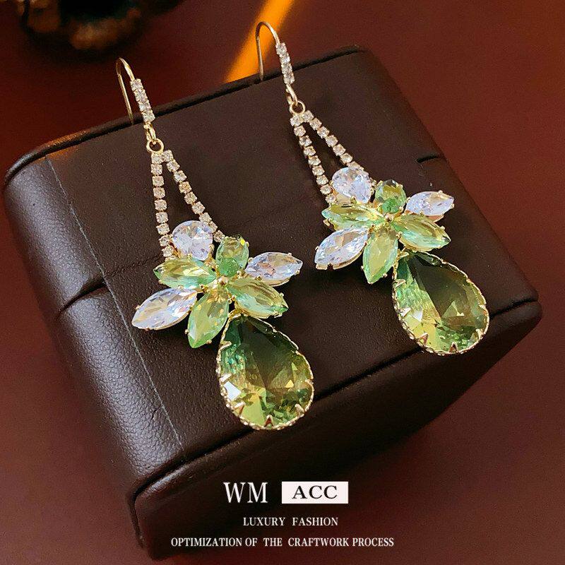 百搭高级感耳饰耳钩水滴时尚复古森系宫廷风轻奢吊坠花朵锆石耳环