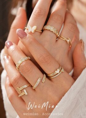 真金镶手饰高级感开口字母精致