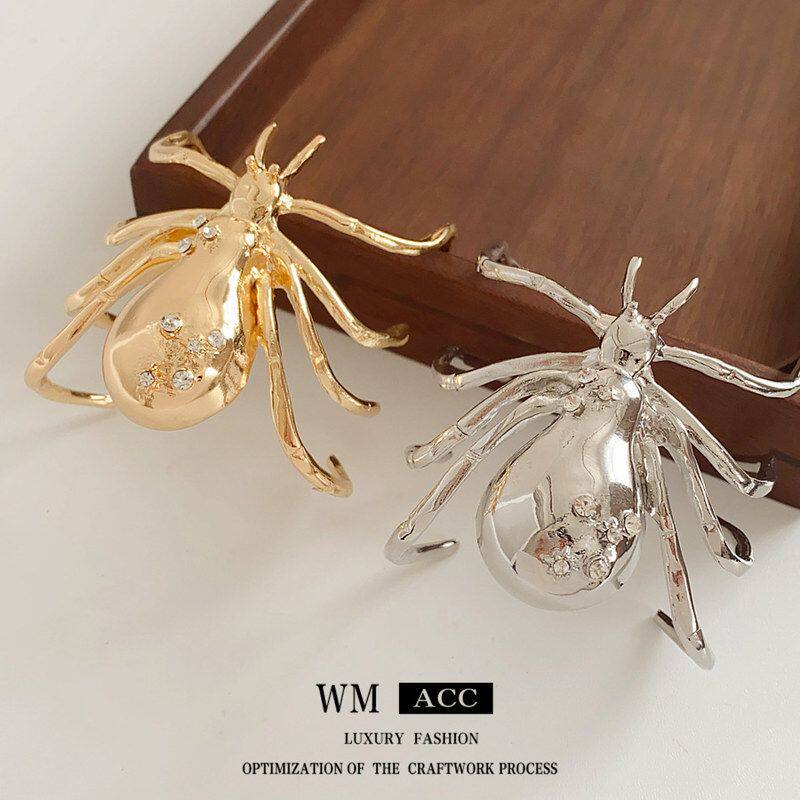 手饰手环风夸张冷淡个性欧美轻奢高级感臂环手镯开口蜘蛛镶钻跨境