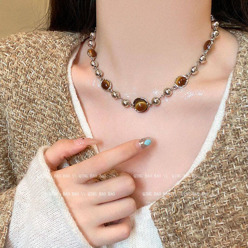 猫眼石网红高级感配饰饰品琥珀色爆美拉德链女小众25款项新款锁骨