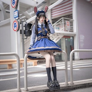 久命猫朱迪兔警官成人cos洛丽塔连衣裙亲子装万圣节儿童角色扮演