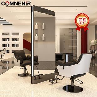 新款网红理发店镜子单面美发店镜台发廊专用带灯落地烫染区美发镜