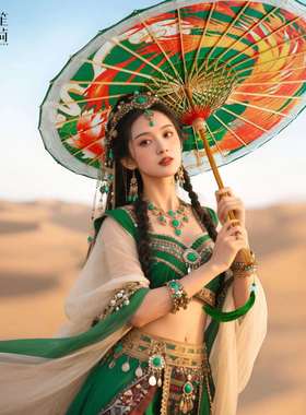 油纸伞防雨绿色纯手工复古传统新中式非遗伞女实用防晒汉服古风伞