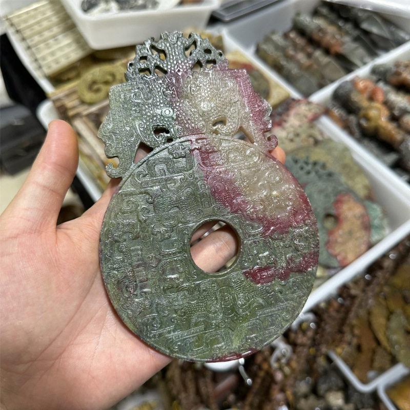 厂家批发仿古玉岫玉高古玉玉璧和氏璧客厅书房玄关摆件直播间货源